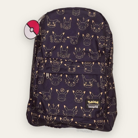 NWT Loungefly Pokémon Pikachu & Mimikyu Face Print Black Backpack main image 9